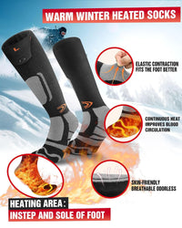 Heated Socks, Electric Heated Socks for Women Men, 4 Heat Settings Rechargeable Heating Socks with 360° Heating, Machine Washable Thermal Electric Socks Unisex Foot Warmer for Hunting Skiing Camping