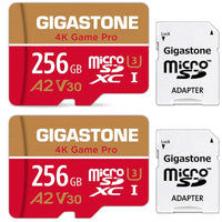Gigastone 256Gb Micro Sd Card 2 Pack, 4K Game Pro, Microsdxc Memory Card For Nintendo-Switch, Gopro, Security Camera, Dji, Drone, Uhd Video, R/W Up To 100/60Mb/S, Uhs-I U3 A2 V30 C10