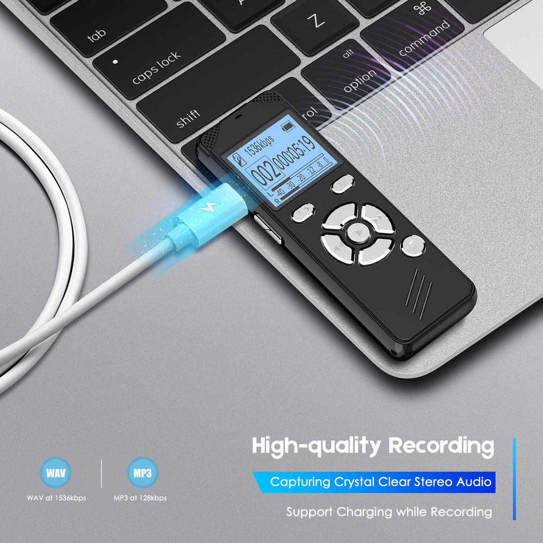 32GB Voice Activated Recorder with Playback - Upgraded Small Digital Voice Recorder for Lectures Meetings USB Rechargeable, Password (32GB)