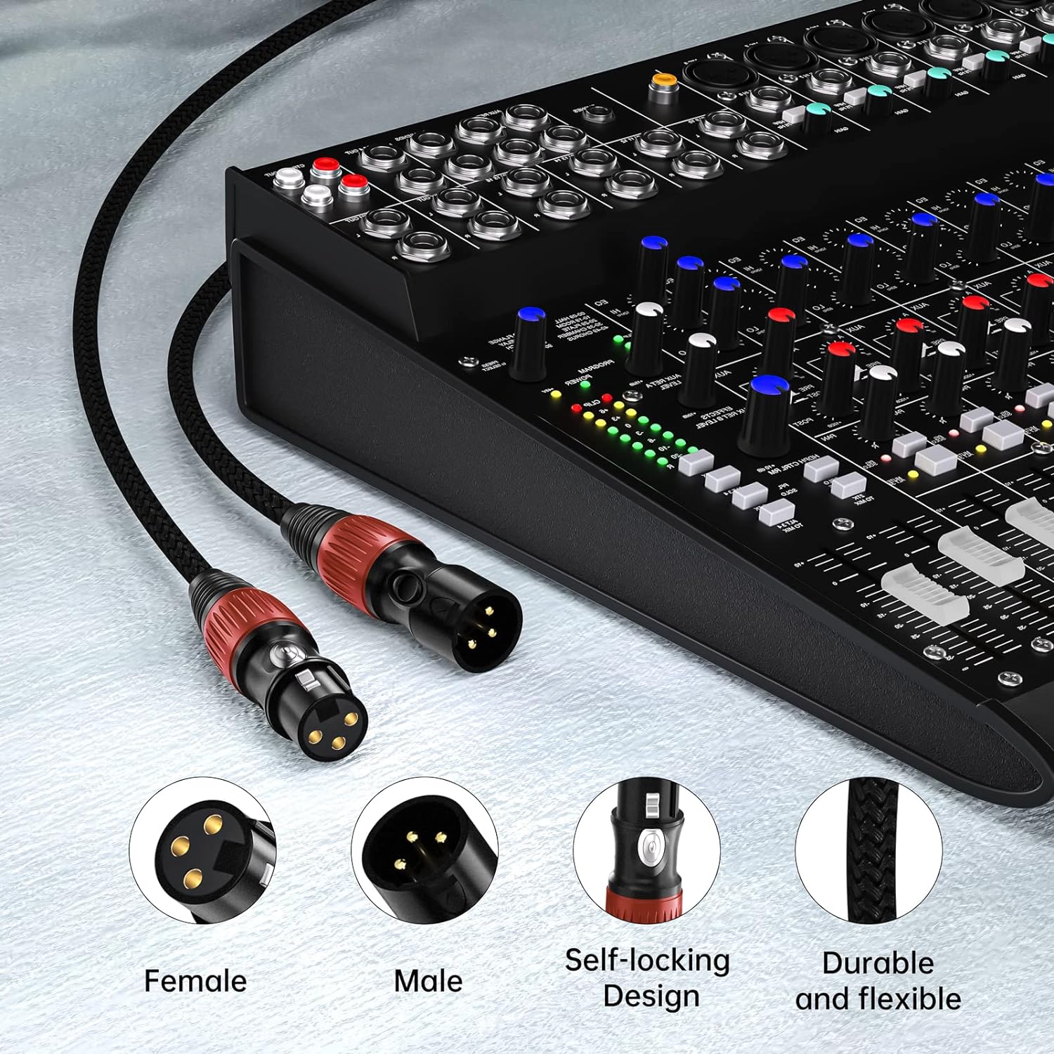 BRIDGEE XLR Microphone Cables(6-Pack 25ft), Braided Premium Balanced XLR Cable 3-Pin Male to Female