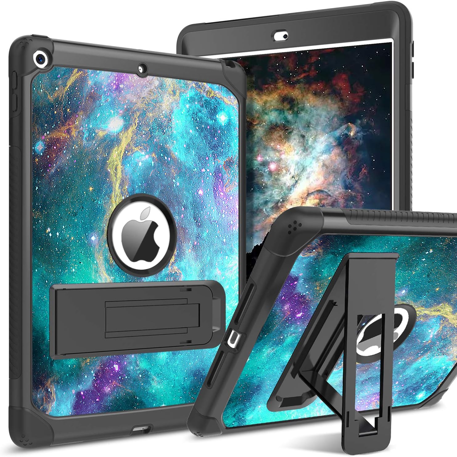 BENTOBEN iPad 9th Generation Case, iPad 8th Generation Case, iPad 7th Generation Case, iPad 10.2 Case, Glow in the Dark 3 in 1 Shockproof Kickstand Protective Girl Women Boy Tablet Cover, Space/Nebula