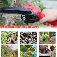 Mini Chainsaw, 6 Inch Portable Electric Chainsaw One-Handed Rechargeable Chainsaw for Tree Trimming Branch Wood Cutting Included 2 Batteries, 3 Chains and Charger