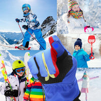 Lasnten Kids Ski Heated Gloves, Winter Gloves for Boys and Girls, Battery Powered Children Heating Gloves Electric Snow Mitten for Hiking, Skiing, Cycling, Running 8-12 Year(Blue)