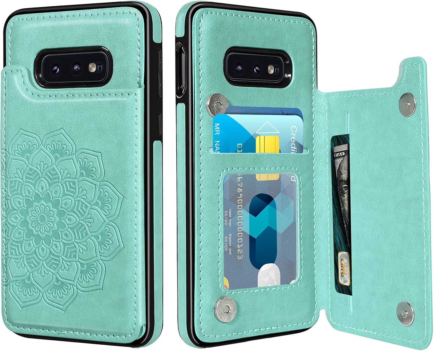 BENTOBEN Compatible with Samsung S10e Case, Heavy Duty Rugged Wallet PU Leather Card Holder Shockproof Flip Folio Phone Case Cover for Samsung Galaxy S10e 5.8“, Green