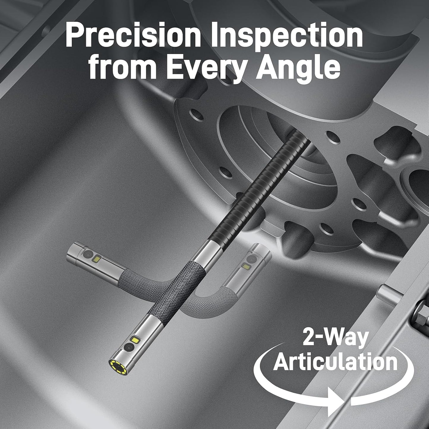 Articulating Borescope with Dual Lens Endoscope Camera – Side View