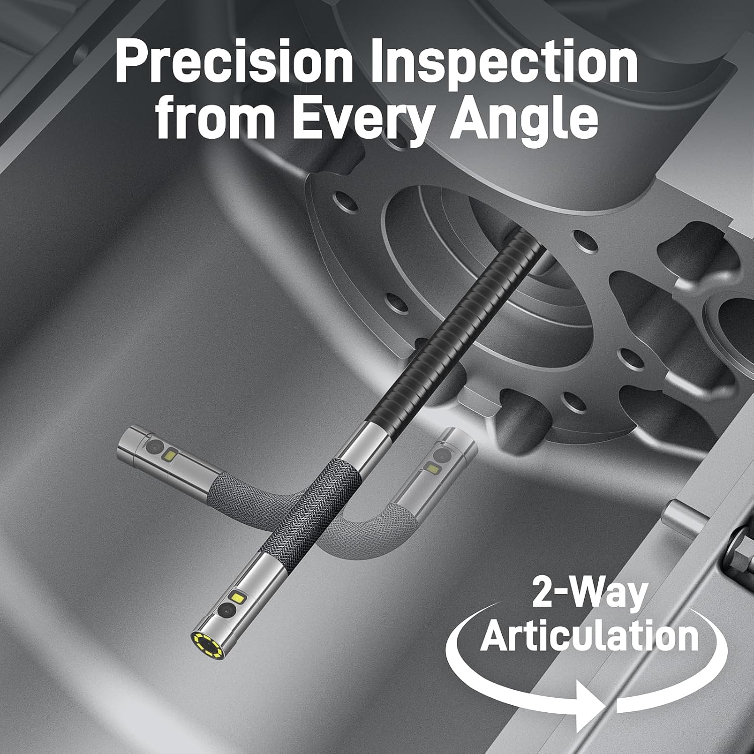 Articulating Borescope with Dual Lens Endoscope Camera – Side View