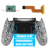 eXtremeRate Textured White Dawn 2.0 FlashShot Trigger Stop Remap Kit for PS4 CUH-ZCT2 Controller, Upgrade Board & Redesigned Back Shell & Back Buttons & Trigger Lock for PS4 Controller JDM 040/050/055