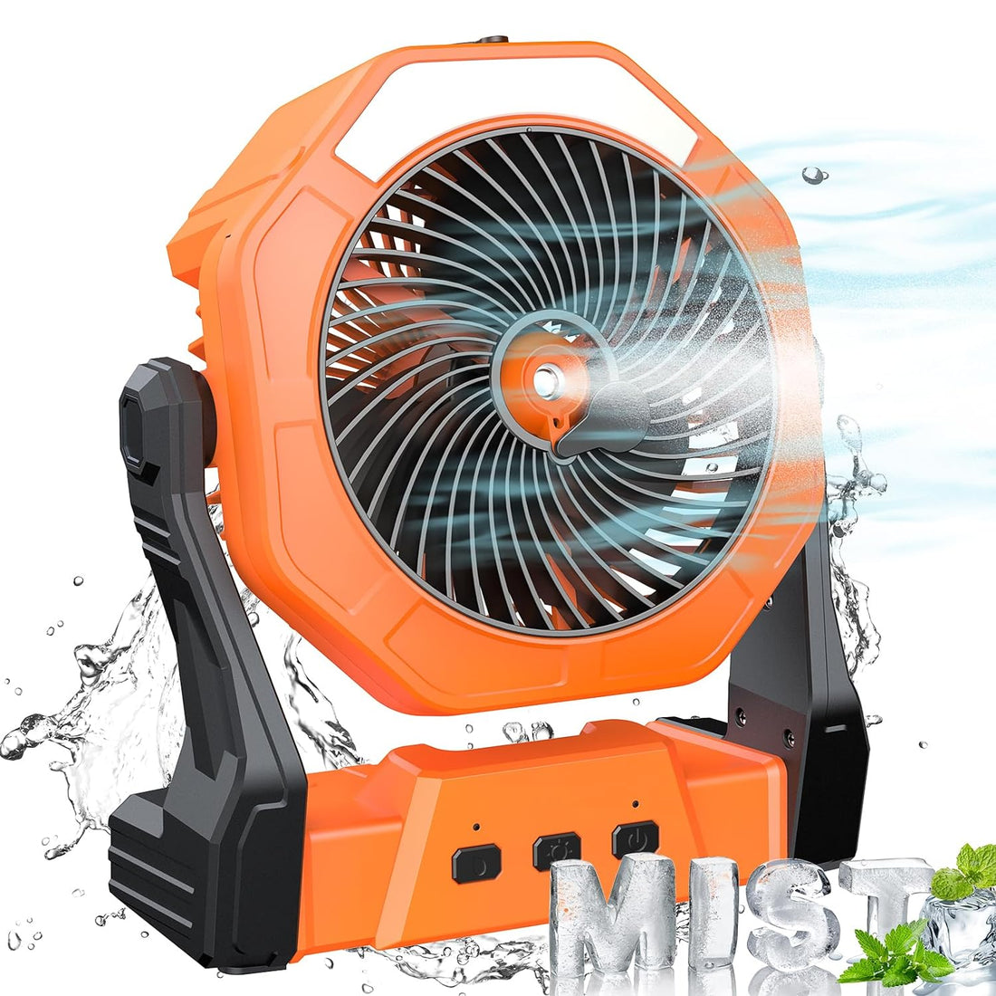 Portable Misting Fan, 8-Inch 10000mAh Rechargeable Battery Operated Fan, Personal Desk Fan with 250mL Water Tank & LED Lantern, Cooling Mist Fan for Home Desk, Patio, Camping, Outdoor&Indoor Use