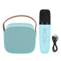 VINGVO Mini Karaoke Machine, HD Stereo Sound Kids Portable Bluetooth Speaker Machine Stable Transfer Instant Pairing with Wireless Microphone for Outdoor Parties (Blue)