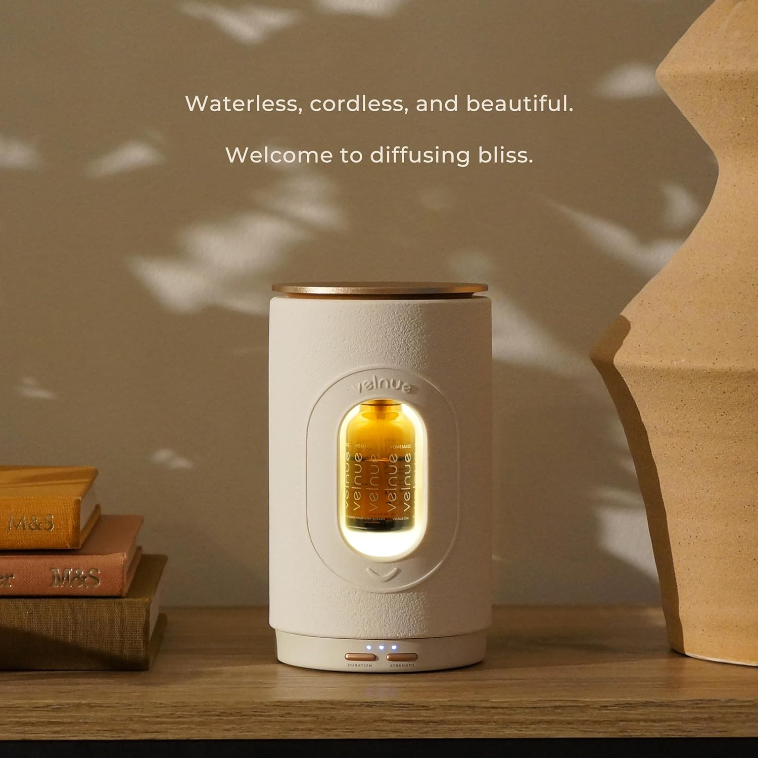 VELNUE Cove Essential Oil Diffuser - Waterless & Battery Operated