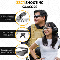 TRADESMART All-You-Need Kit - NRR 28 Shooting Headphones, z87.1 Shooting Glasses + GIFT: Microfiber Pouch