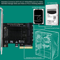 FebSmart PCIE to 6-Ports SATA 3.0 6Gbps Max Speed Expansion Card for PCs, Servers, NAS-Plug and Play on Windows, MAC OS, Linux System-ASMedia ASM1166 Non-Raid PCIE 3.0 SATA Controller (FS-S6-Pro)