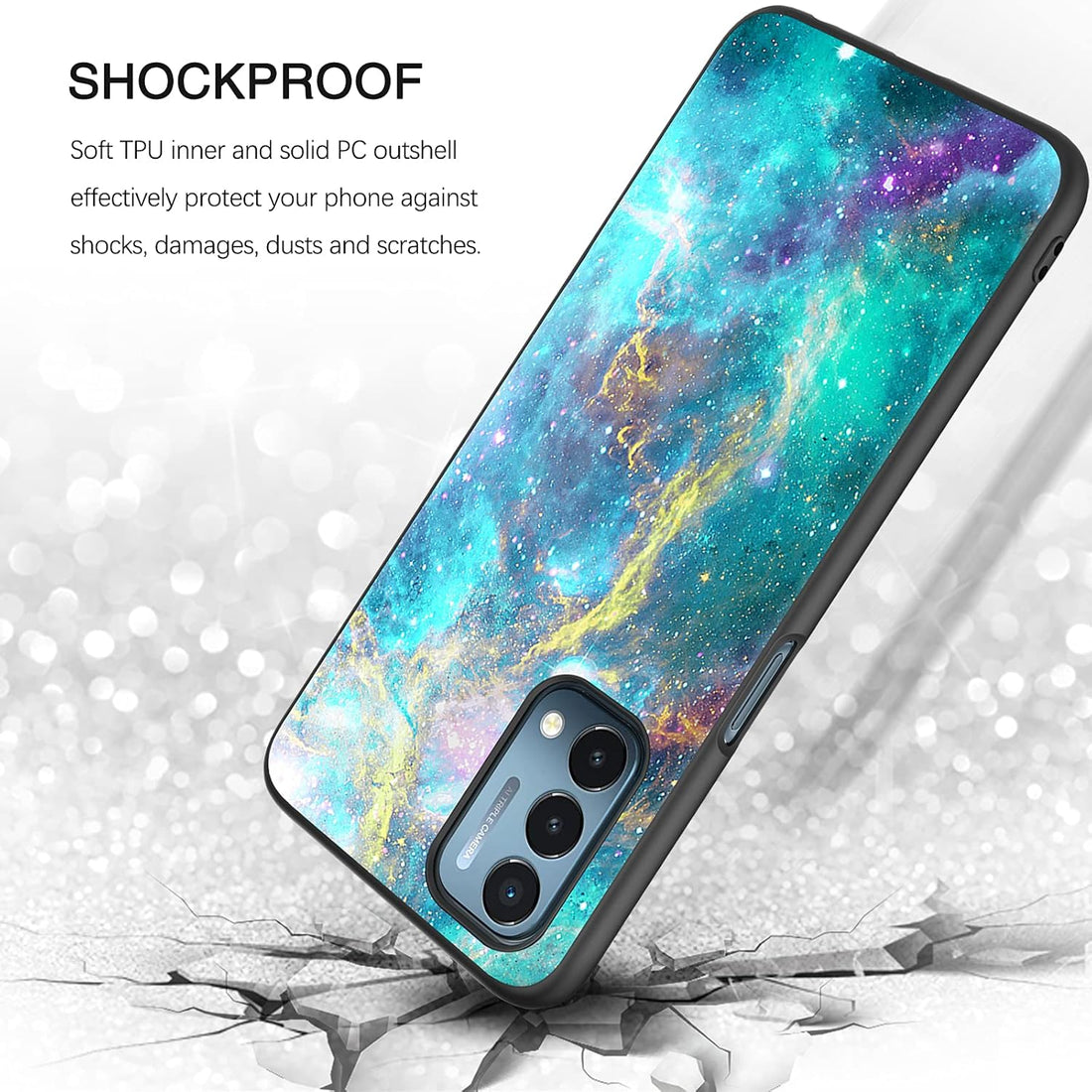 BENTOBEN Compatible with OnePlus Nord N200 5G Case, Slim Fit Glow in The Dark Hybrid Hard PC Soft TPU Bumper Drop Protective Girls Women Men Phone Cover for OnePlus Nord N200 5G 6.49", Green Galaxy