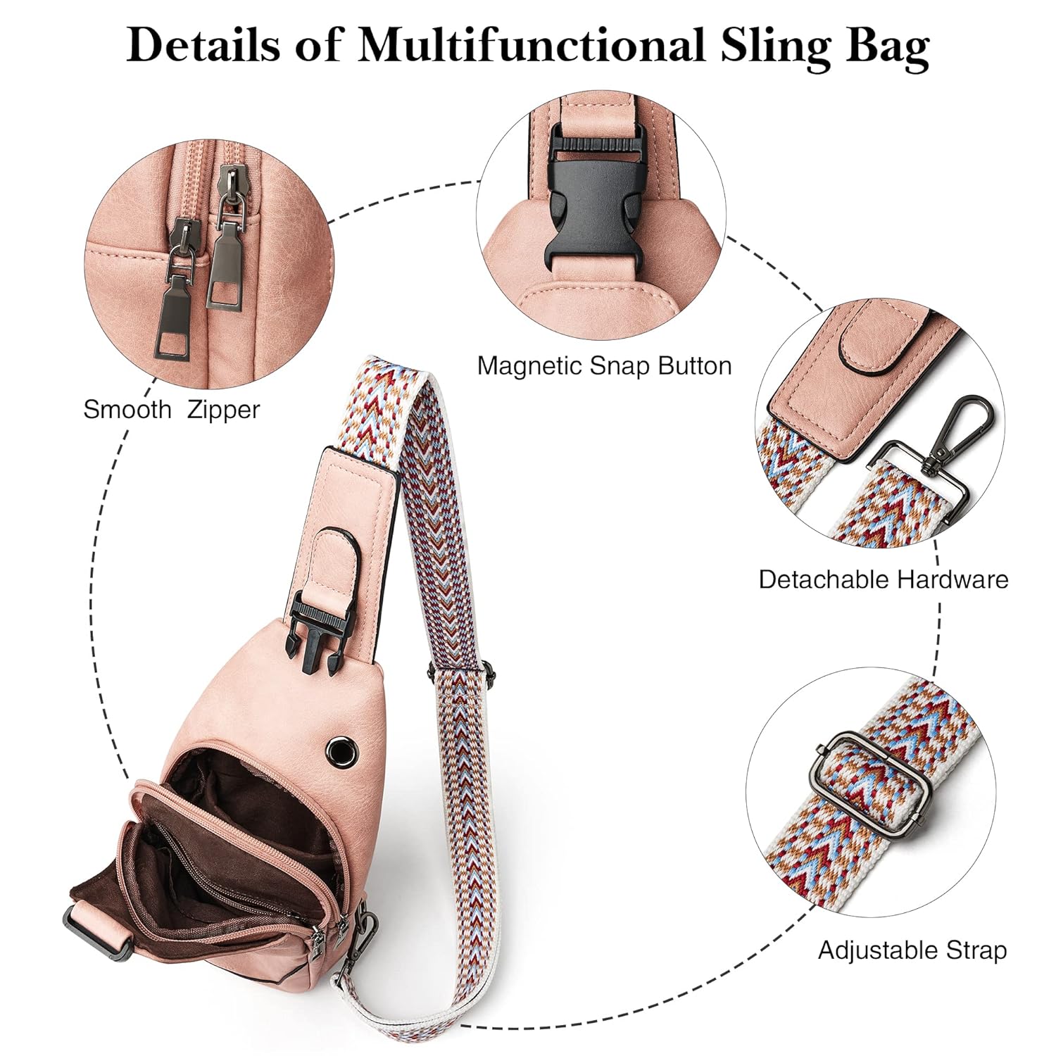 Mroede Sling Bag for Women Crossbody, Crossbody Bags for Women, Chest Bag Fanny Packs for Women Teen Girls for School Travel