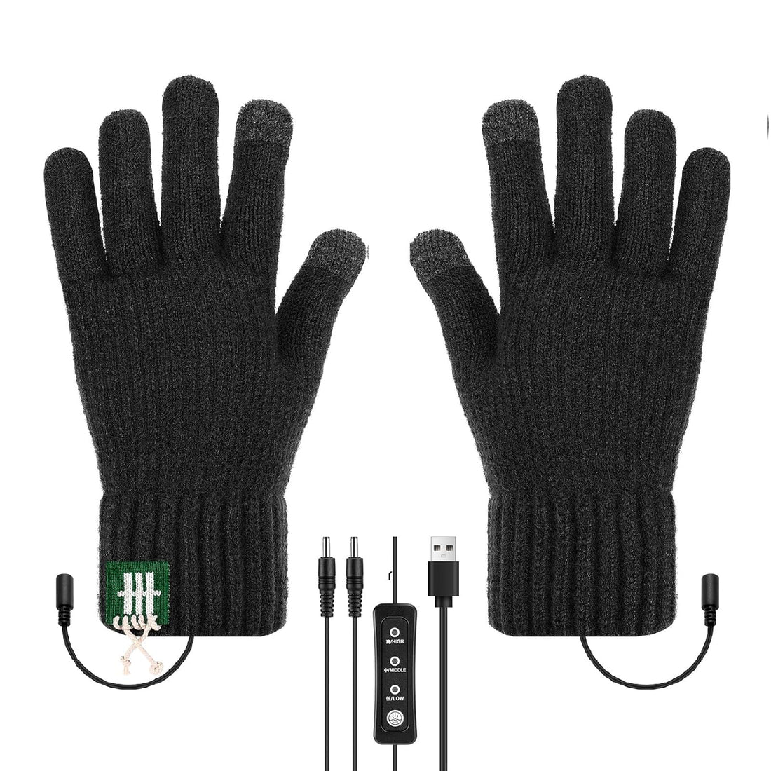 ACETOP USB Heated Gloves for Men and Women, Winter Warm Heating Gloves Full Hands Warmer with 3 Adjustable Temperature, Electric Touchscreen Gloves Washable Knitting Laptop Typing Gloves