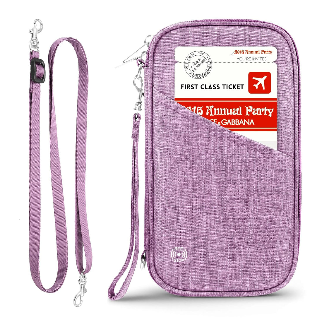 Passport Wallet- Passport Holder RFID travel wallet, for Family and Women & Men, Travel Document Organizer with Removable Wristlet Crossbody Strap (Purple), Purple, Modern
