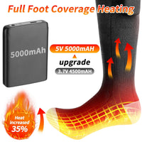 YELUFT Electric Heated Socks Rechargeable Battery - Rechargeable 5V 5000mah Battery Heated Socks for Men and Women, Full Sole Heating Electric Socks for Cycling, Skiing, Skating, Hiking(L Size)