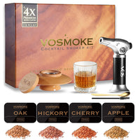 Cocktail Smoker Kit - Complete Drink Smoker Set with Torch Four Wood Flavors in Elegant Gift Box
