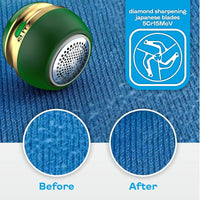 Rechargeable Fabric Shaver - Fabric Shaver Fuzz Remover - Mini Portable Shaving Machine for Clothes - Sweater Defuzzer - Fabric Shaver for Furniture - Travel Lint Remover with Extra Blade - Green