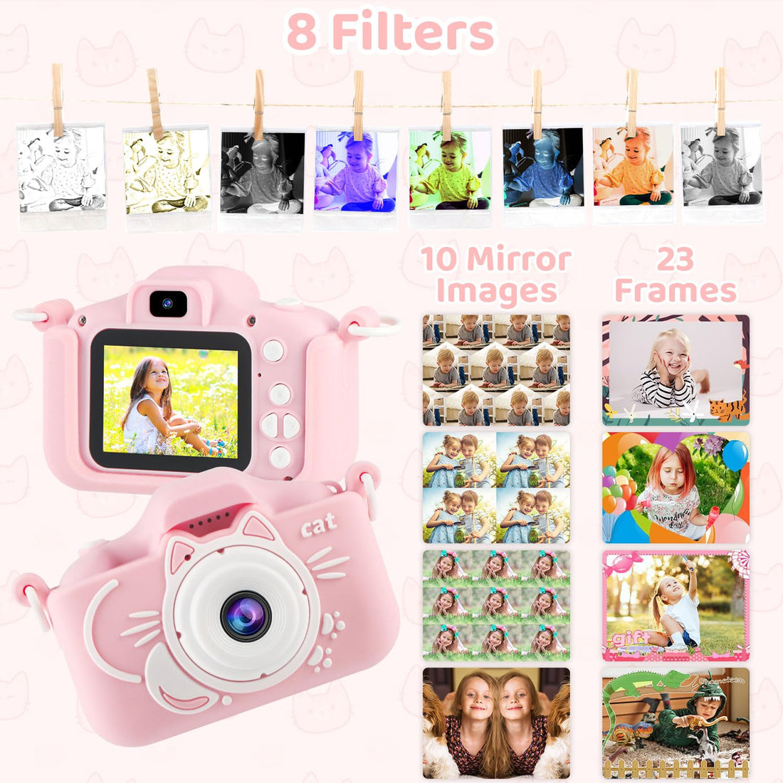 Kids Camera for Girls Age 3-12 Pink