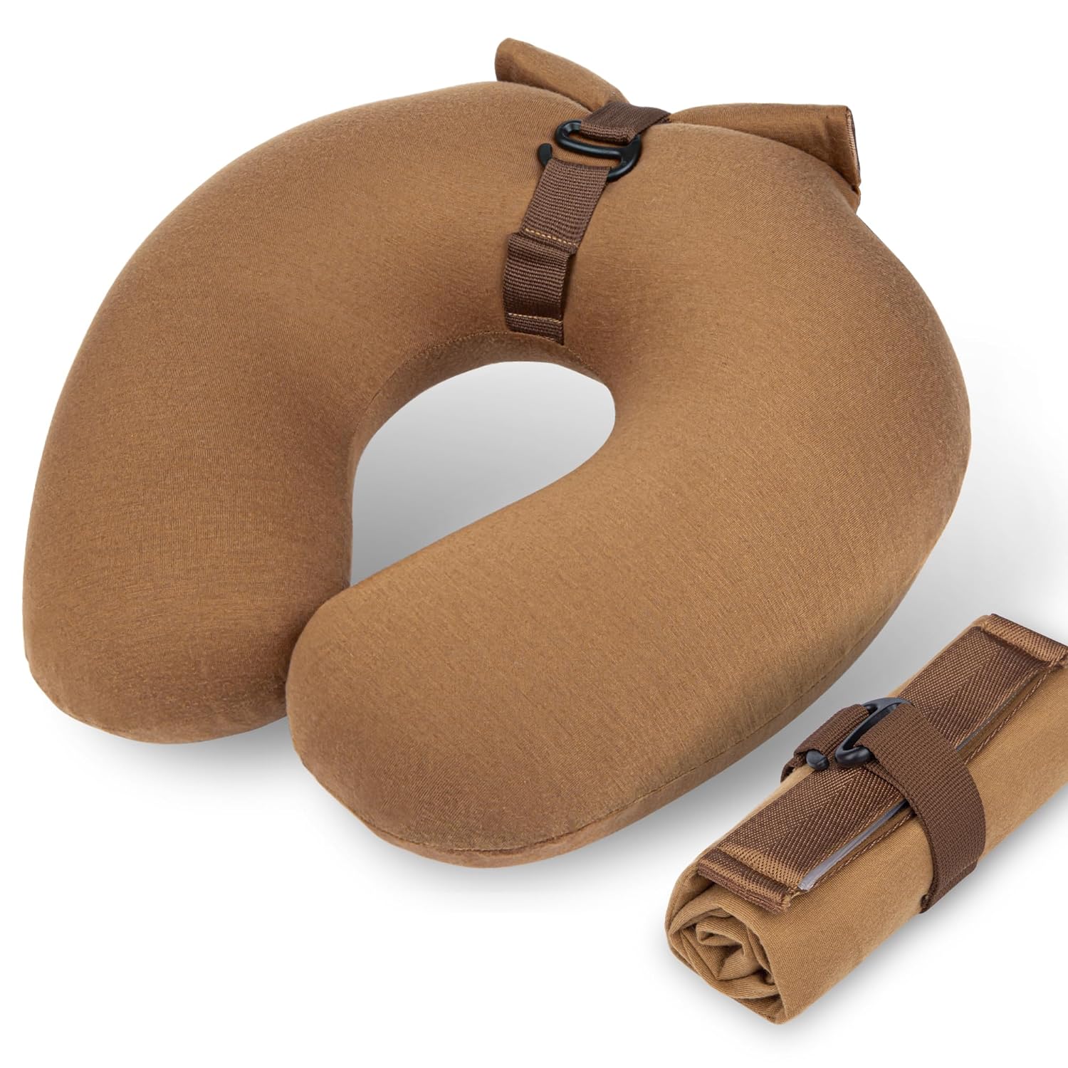 Supamommy Travel Pillow,Neck Pillow,Inflatable Travel Neck Pillow,Travel Pillows for Airplanes,Portable (Brown)