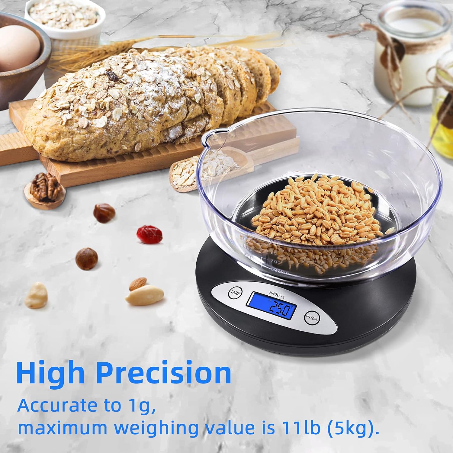THINKSCALE Digital Food Scale,5000g/0.1oz Digital Scale,Kitchen Scale with LCD Back-Lit Display,Tare