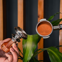 KNODOS 58.35mm Espresso Tamper For Espresso Machine- Perfect Fit With 58mm Portafilter Basket - Spring Loaded Adjustable Depth Wooden Handle Espresso Accessories For Coffee Bar Barista Espresso Tools