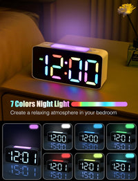 AYRELY Digital Alarm Clock for Bedroom - Dual Loud Alarms, Large Night Light with 7 Colors,Adjustable Volume,Dimmer,Desk Clock with USB Charger, Ok to Wake Up for Kids,Teens