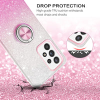 BENTOBEN Galaxy A52 5G Case, Samsung A52 5G Phone Case, Slim Thin Kickstand 360° Ring Holder Car Mount Soft TPU Rubber Bumper Hybrid Hard Drop Protection Shockproof Girls Womens Cover, Pink Glitters