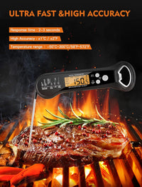 JOYHILL Digital Meat Thermometer for Cooking, Instant Read Meat Thermometer with Foldable Probe, Backlight, Calibration, Magnet, Waterproof Dual Probe Food Thermometer for BBQ Grill Deep Fry, Kitchen