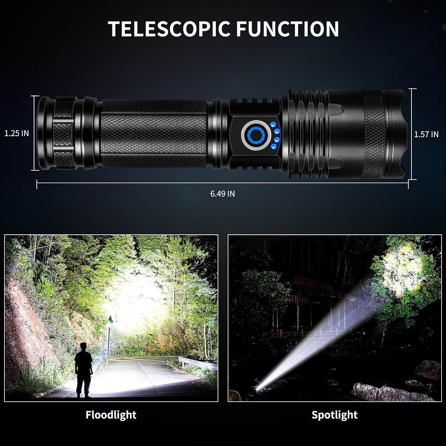 Led Flashlights High Lumens, 200000 Lumens Super Bright Rechargeable Flashlight with 5 Modes