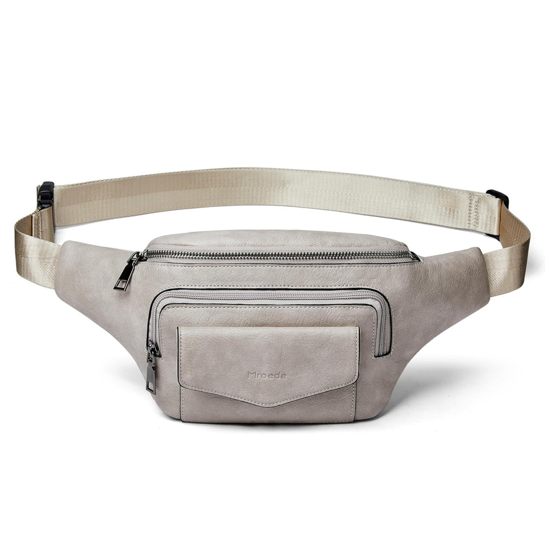 Mroede Crossbody Fanny Pack for Women Men, Crossbody Bags for Women Men, Fashion Waist Pack Sling Belt Bag for Hiking Running Travel, 2-1 Grey