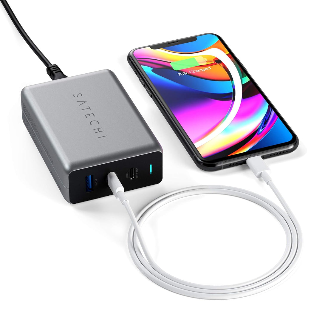 Satechi 100W USB-C PD Compact GaN Charger – Powerful GaN Tech – Compatible with 2020 MacBook Pro 16-inch, 2020 MacBook Air M1, 2020 iPad Pro, 2020 iPad Air, iPhone 12 Pro Max/12 Pro/12 Mini/12