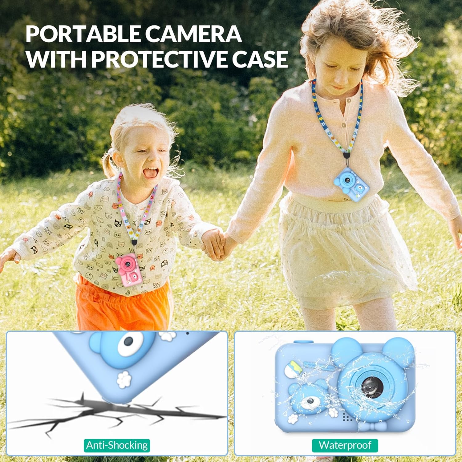 Mafiti Kids Camera with Tripod,26MP HD Selfie Digital Camera for Kids,Portable Toddler Camera Toy with 1080P Video,Birthday Xmas Gift for 3-8 Year Old Girl Boy,32GB TF Card,USB Thansfer,Blue