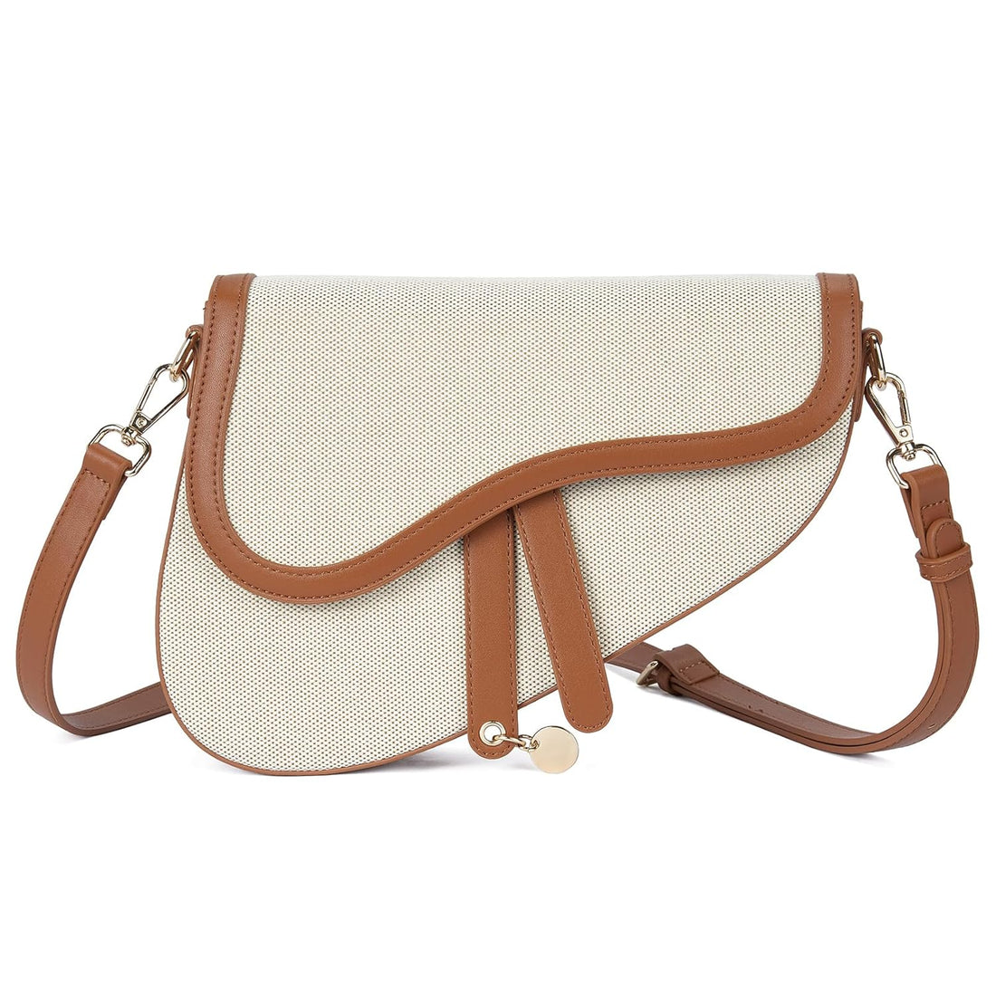 Telena Small Saddle Purse, Trendy Cross body Bag Leather Shoulder Bag for Women with Adjustable Strap
