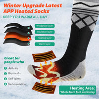 Heated Socks for Men Women Rechargeable Electric Socks Washable Heating Thermal Socks with 5V 5000 mAh Power Bank Winter Foot Marmer for Outdoor Camping Skiing Fishing Hunting Xmas Thanksgiving Gifts