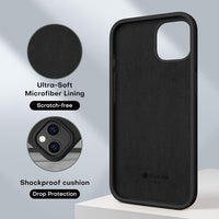 CellEver Silicone Case for iPhone 13, Slim Shockproof Case with Soft Touch Microfiber Lining Cushion (Black)