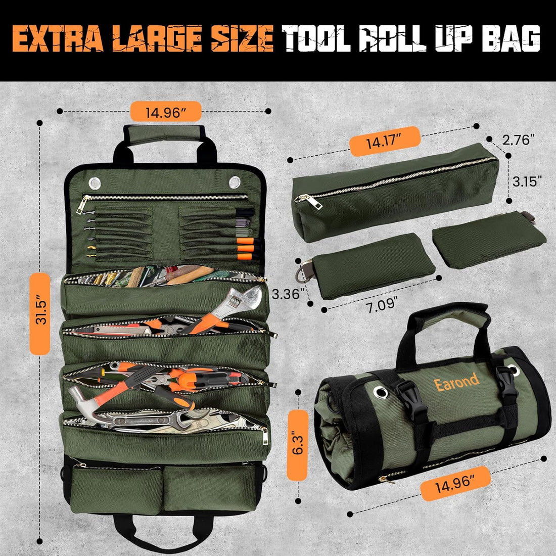 EAROND Roll Tool Bag (Army Green)