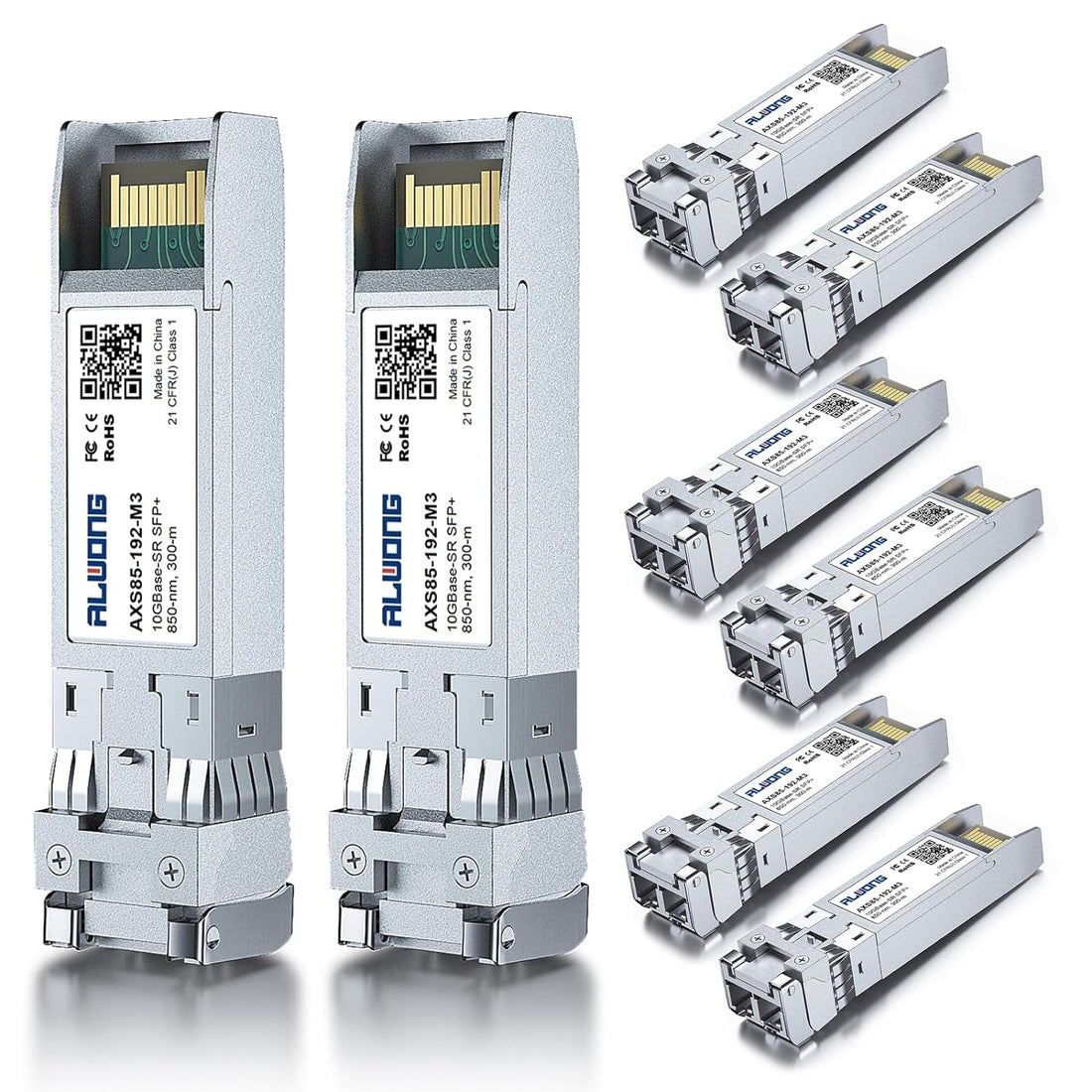 [10 Pack] 10GBase-SR 10G SFP+ to LC Transceiver for Cisco SFP-10G-SR, Meraki MA-SFP-10GB-SR, Ubiquiti UF-MM-10G,Mikrotik,Netgear,D-Link,and More（850nm MMF,up to 300-Meters）