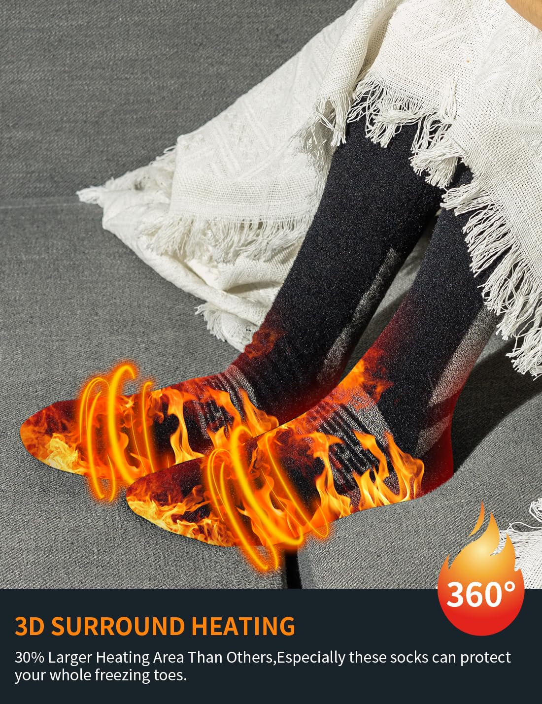 Electric Heated Socks with 7.4V 3000mAh Battery for Men Women, Rechargeable Heating Socks with APP Control (M, Heated Shoes)