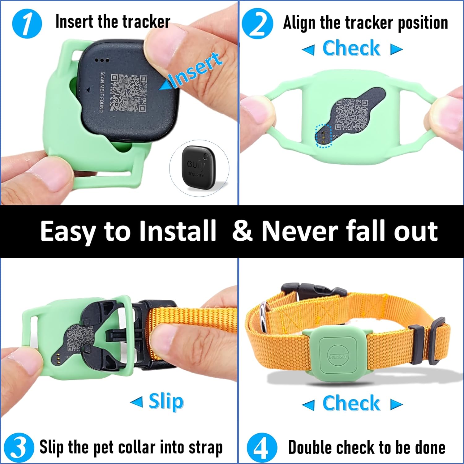 2 Pack Silicone Case for e ufy Security SmartTrack for Dog Collar, Slim Sleeve Cover Anker Finder for pet Necklace Accessories, Secure Holder for eufytag for cat Kids Bag