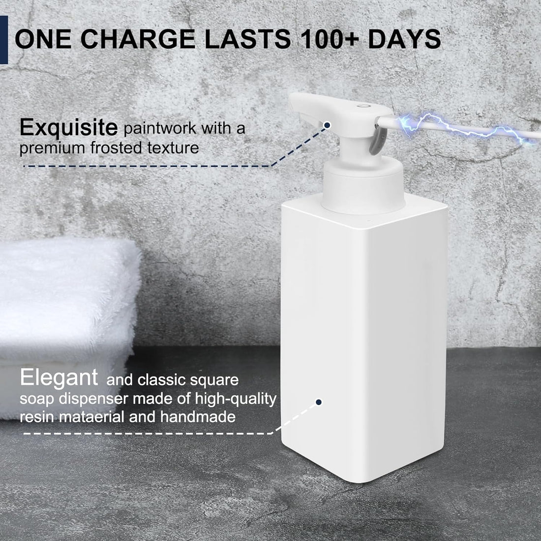 Automatic Soap Dispenser Foaming Hand Free Soap Dispenser Foam Rechargeable Soap Dispenser Touchless Soap Dispenser Smart Electric Auto Dish Soap Dispenser for Bathroom, Kitchen, Commercia White