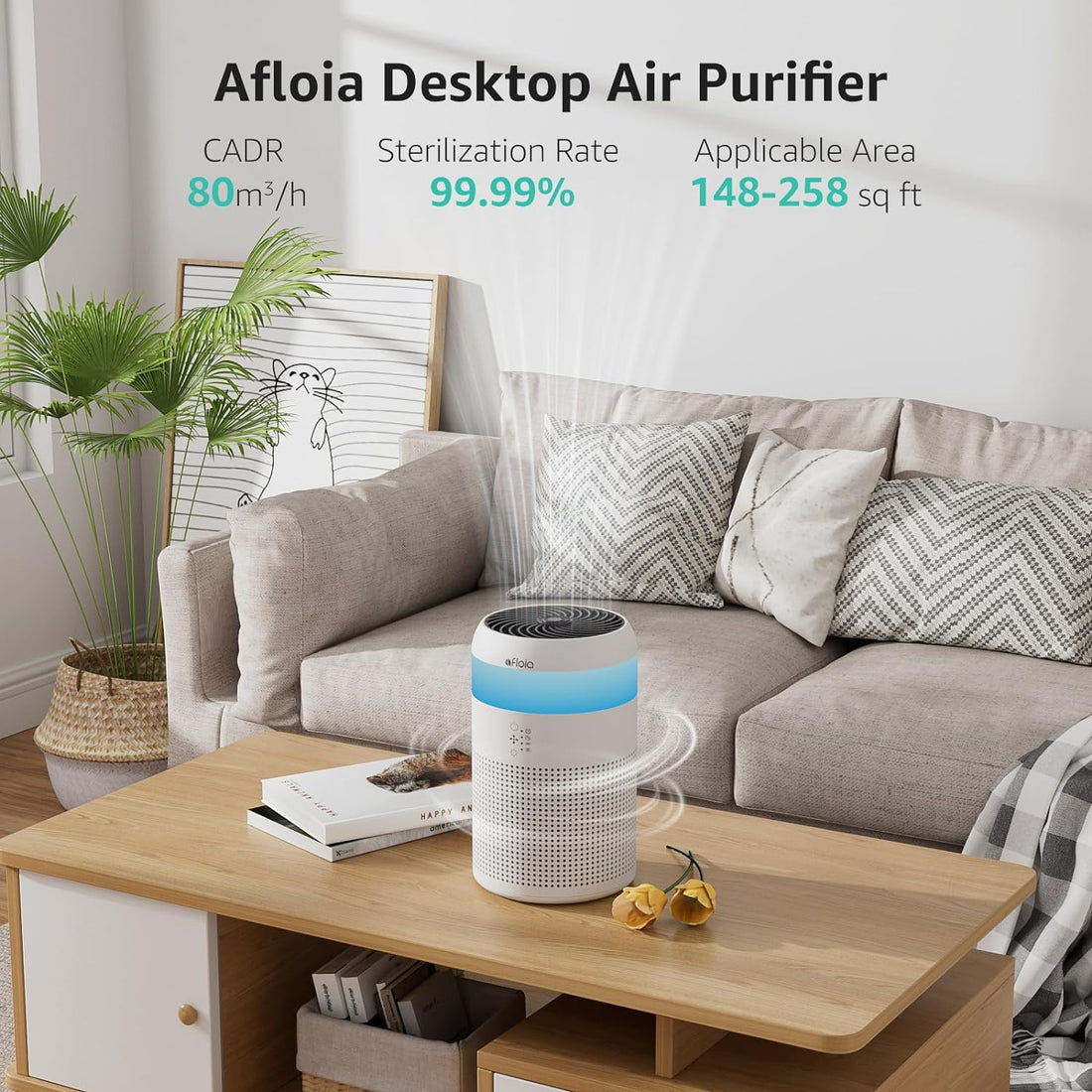 Afloia HEPA Mini Air Purifiers for Bedroom with 7 Colors Light & Fragrance Sponge for Home Office Living Room, Small Desktop Air Purifier for Pet Dander Mold Pollen Odor Smoke Dust