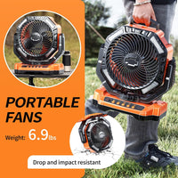 Camping LED Fan with Light, 20000mAh Rechargeable Battery Powered Outdoor Tent Fan with Light and Hook, 4 Speed, Personal USB Desk Fan for Camping, Fishing, Power Outage,Hurricane, Worksite