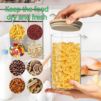 VIEWELLD Glass jar with bamboo lid 50FL OZ [3-piece set], glass jar with airtight lid, glass food storage container, used for oats, coffee, flour, sugar, rice, most suitable for kitchen (Circular)
