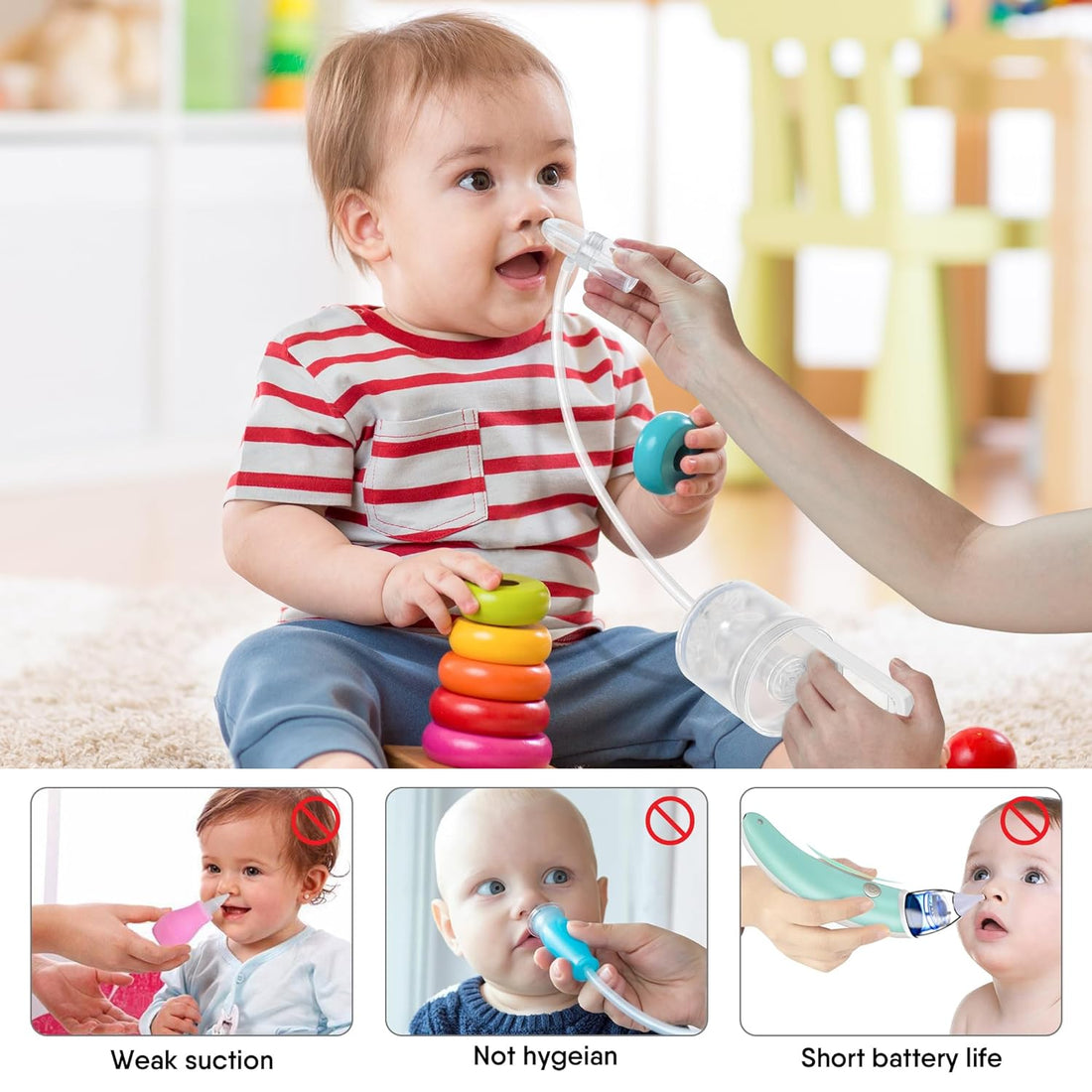 Obee Odee Nasal Aspirator for Baby, Powerful Hand Pump and Additional Silicone Nose Tip for All Ages Efficient & Hygienic Nose Suction for Baby, Child, Toddler