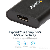 StarTech.com USB 3.0 to DisplayPort Adapter - 4K 30Hz - External Video & Graphics Card - Dual Monitor Display Adapter - Supports Windows (USB32DPES2),Black