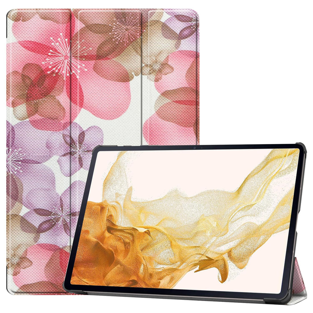 Smart Case for Galaxy Tab S9, Ratesell Lightweight Trifold Stand Smart Case Cover with Auto Wake/Sleep for Samsung Galaxy Tab S9 SM-X710 / X715 / X718 Flower