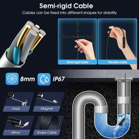 Endoscope Camera with Light, 1920P HD Borescope with 8 Adjustable LED,11.5FT Semi-Rigid Snake Cable, IP67 Waterproof Inspection Camera Compatible for iOS & Android, Gift for Men