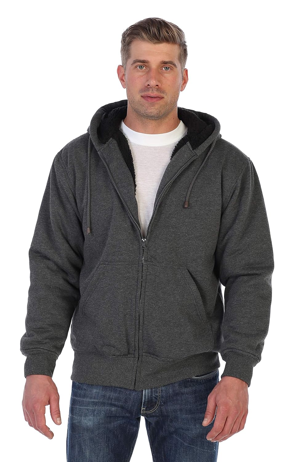 Gioberti Men Heavyweight Sherpa Lined Fleece Hoodie Jacket